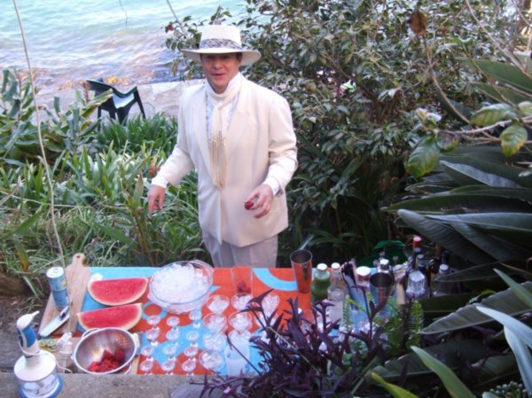 Rod dressed as Roy Stanley cocktail maker extraordinaire