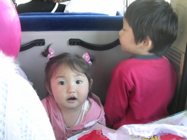 little girl in the bus.
