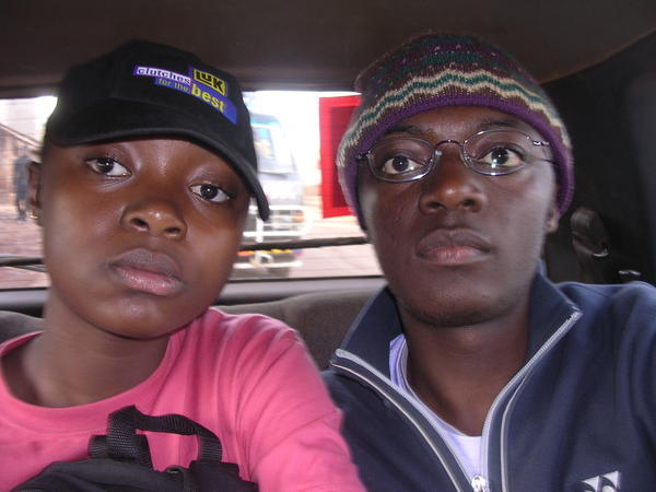 Christelle and I in the taxi this morning