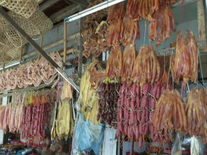 Dried fish and sausages 