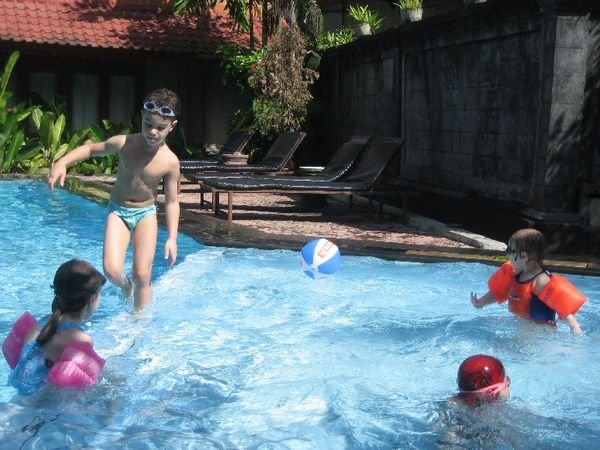Quite Difficult to Play Silently Enough in the Pool During the Holy Silence Day (Nyepi)