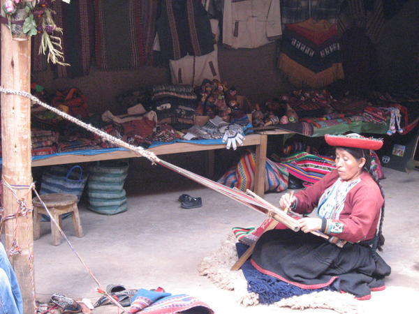 Traditional weaving in action