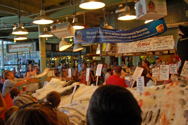 Fish toss at Pike Place Market
