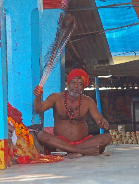 Happy feather guy at the Chilika temple