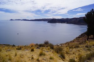 Lake Titicaca with Isla del Sol in the background