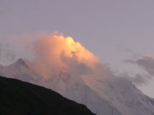 Sun setting on Rakaposhi peak