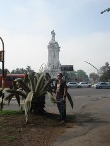 James, Plaza Statue, and a Giant Cactus