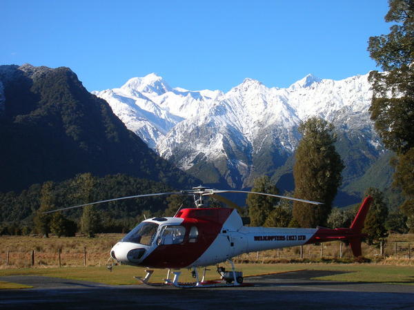 The helicopter with Mt Cook in the background