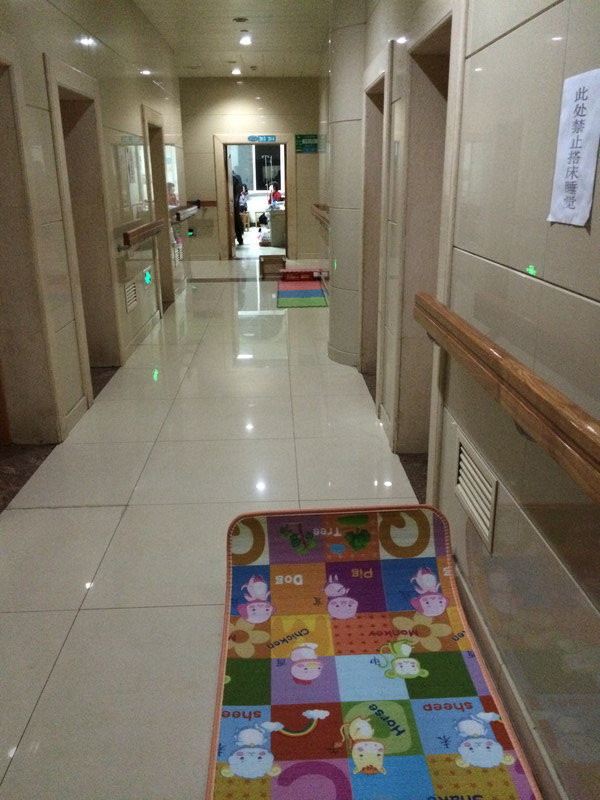 Sleeping mats in the hallway