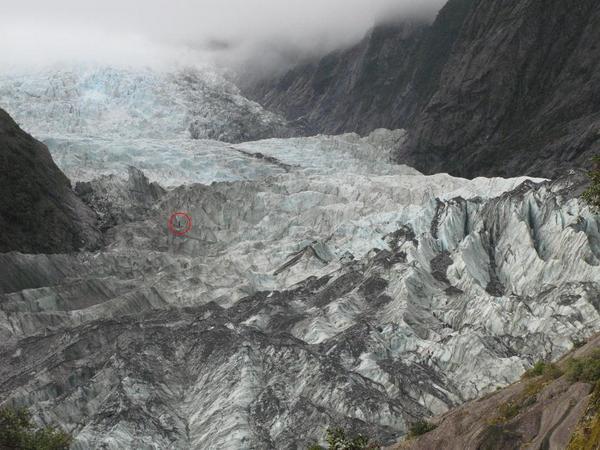 Glacier with person outlined