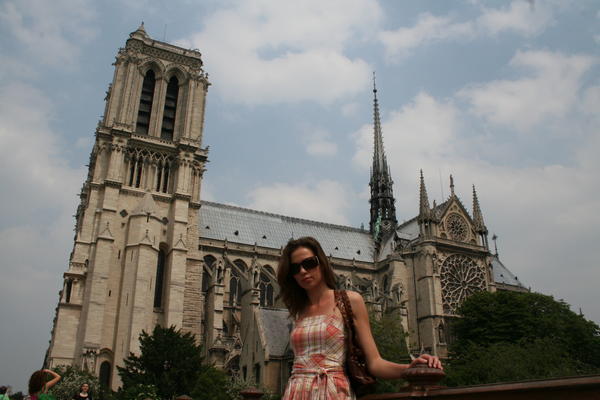 My wife (Quasimodo) at her Cathedral (Notre Dame)