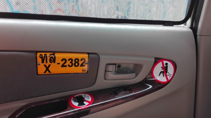 Funny signs in taxi car