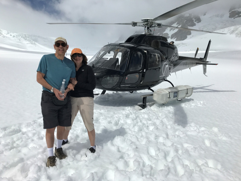 Lee and Nancy on the glacier at Mount Cook (Aoraki) NZ Feb 17