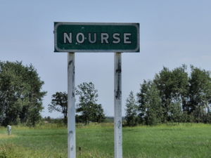 29 july '07 Sign for 'Nourse', en route to Elma, Mb