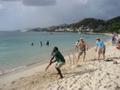 Ben & Chris play beach cricket