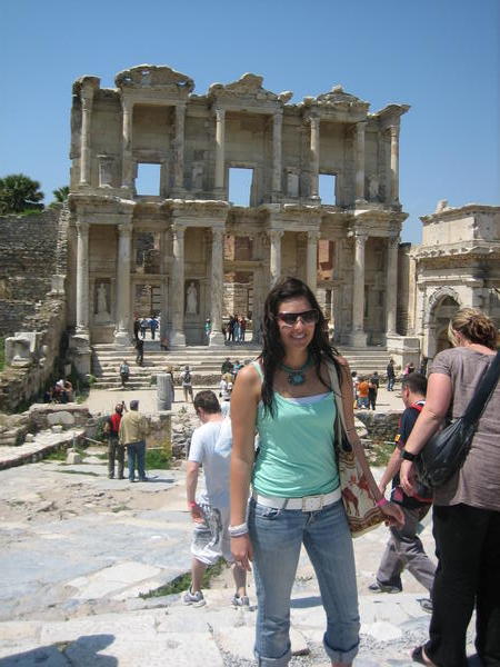 Kirrily at the ruins at Ephesus