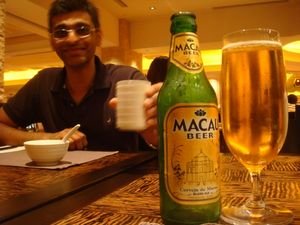 Drinking a Macau Beer - Wynn Casino