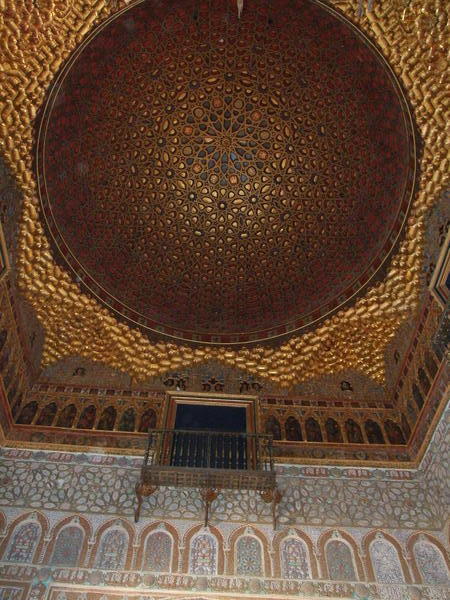 Stunning ceiling in Hall of Ambassadors in Alcazar Palace.