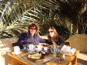 Breakfast on the terrace in the palm grove