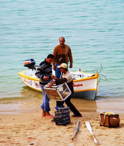 Fisherman on the shores of the Mediterranean