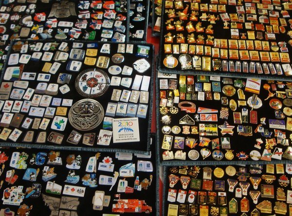 Check out the pin collectors' collections!