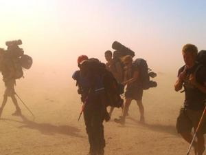 Alpha 5. Battling through a sand storm on the last leg of the journey