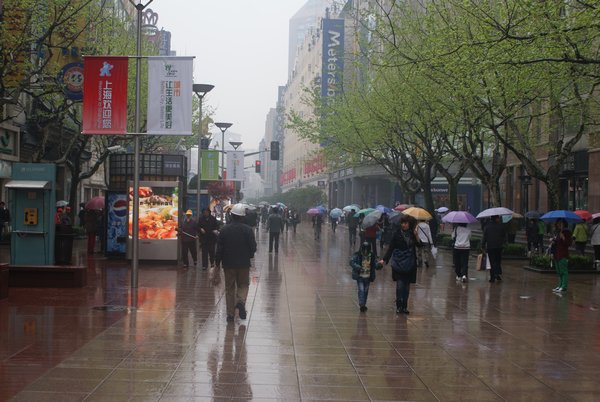 A wet Nanjing road