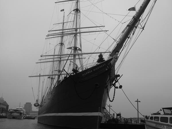 Old Ship in Hamburg's Harbor