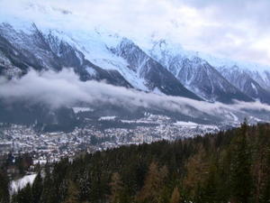 C'est vrai! the Alps and the town of Chamonix from our lift