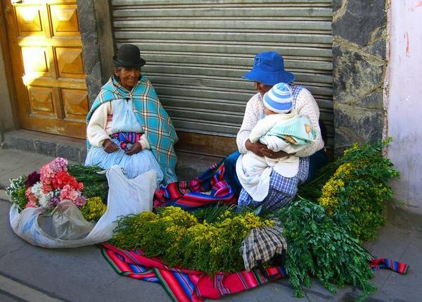 Locals selling flowers