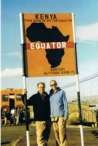Tacky tourist shot of us on the equator in Kenya