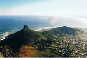 Lions Head and Robben Island from Table  Mountain