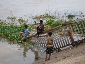 Kids fishing in the Mekong, Phnom Penh