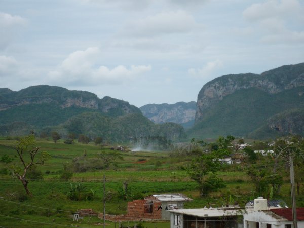 View from balcony in Vinales to the mogotes