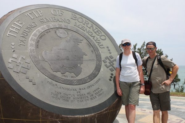 Us at the tip of Borneo globe