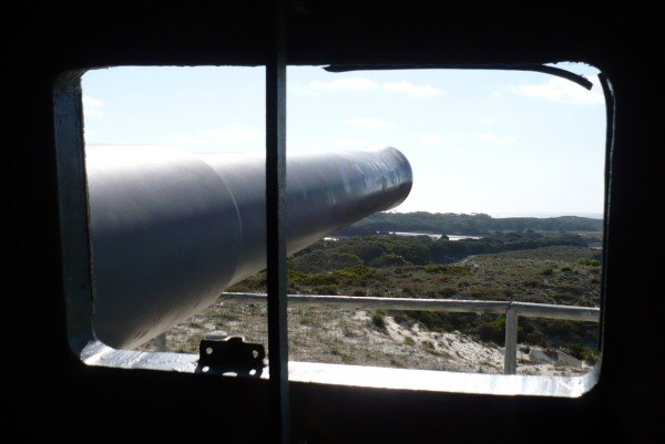 Gun and view from Oliver Hill Battery