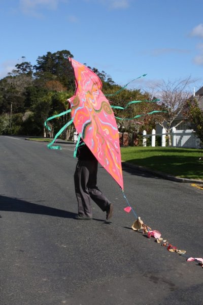 Fully decorated kite ready to go