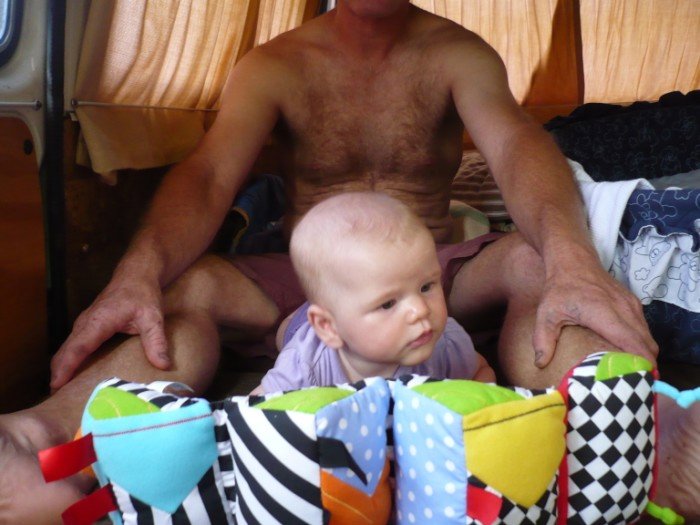 tummy time in the van