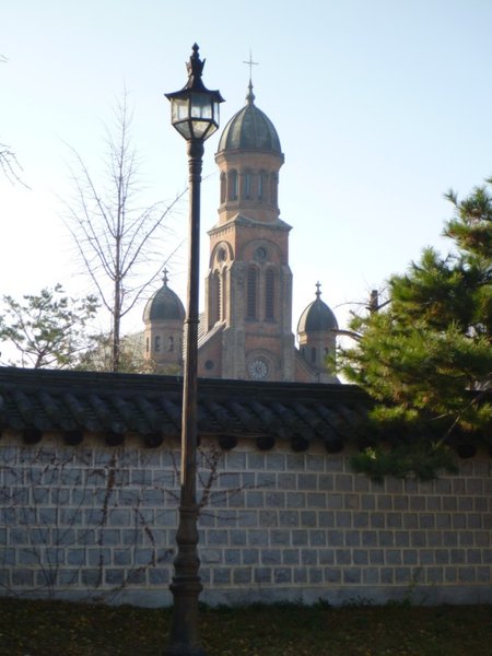 The cathedral in the hanok village