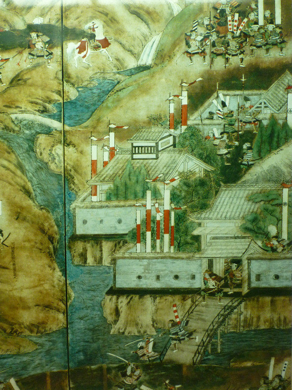 old painting on display inside the castle