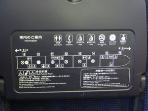 Shinkansen seat back info