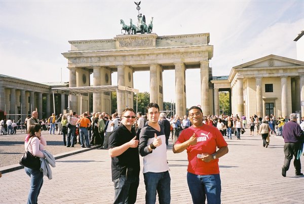 Adam, Luke, Tony in front of the Brandenburg Gate