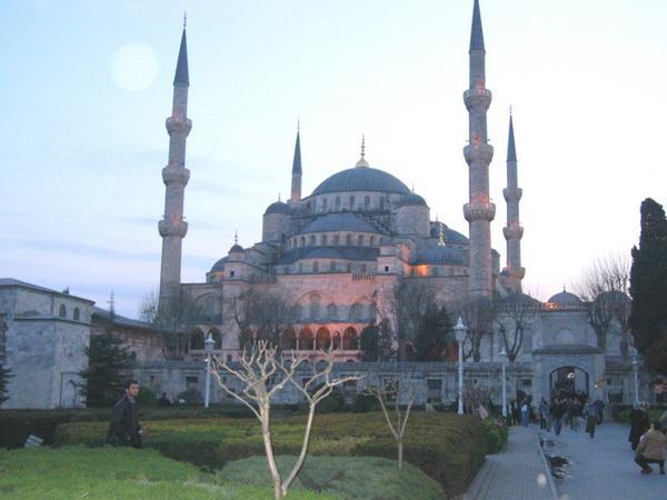 The blue mosque at sunset