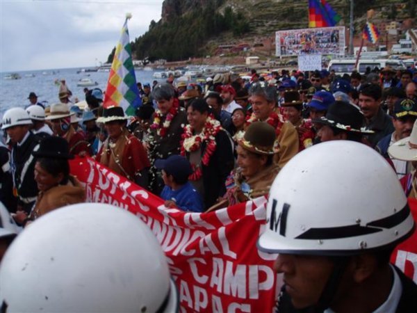 the presidents parade copacbana lake titicaca
