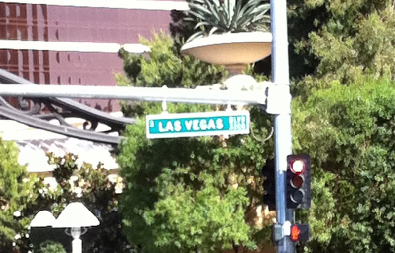 Blurred but Vegas Blvd sign