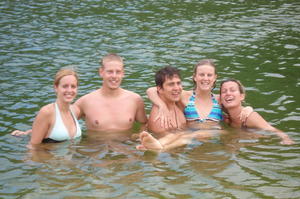 A refreshing dip in Lake Wabby