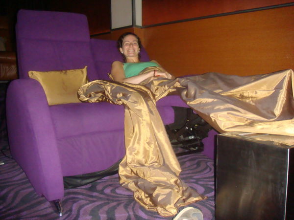 Steph reclining at the movies