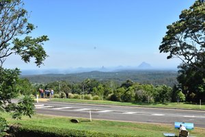 Glasshouse Mountains from afar at Mary Cairncross reserve