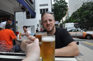 Temp 32, Humidity 99%, cold beer - yes please!!! Singapore