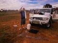This is no joke - this was our camp shower on the road - ok until the wind blew!